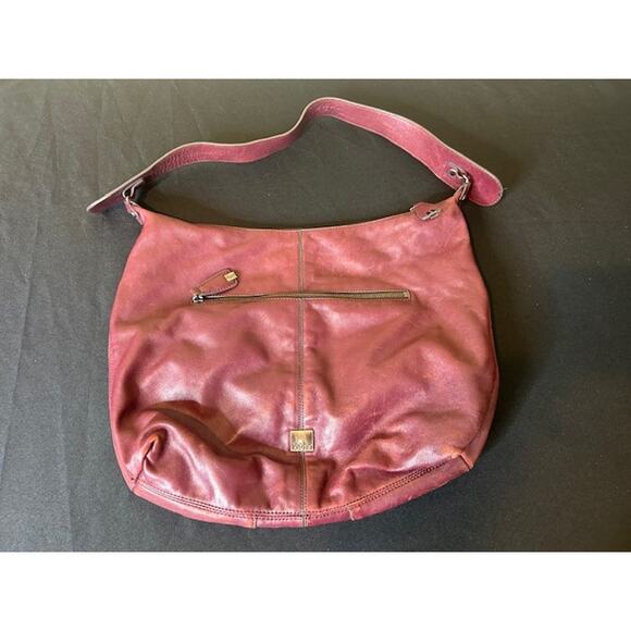 Kooba Boho Leather Hobo Handbag Wine Red Soft Leather Shoulder Bag - Picture 4 of 10